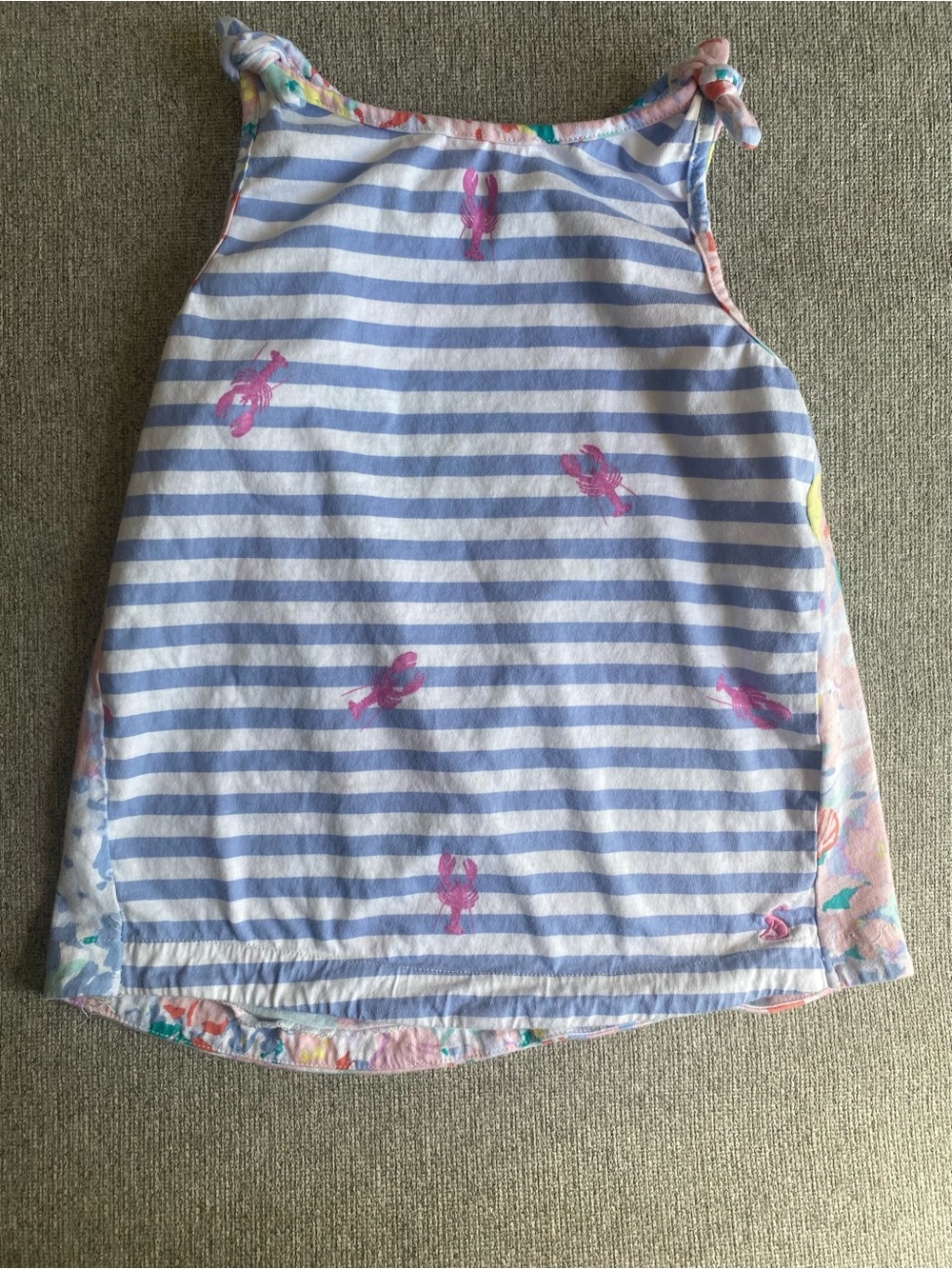 Joules Blue & White Striped Tank with Pink Lobster Accent